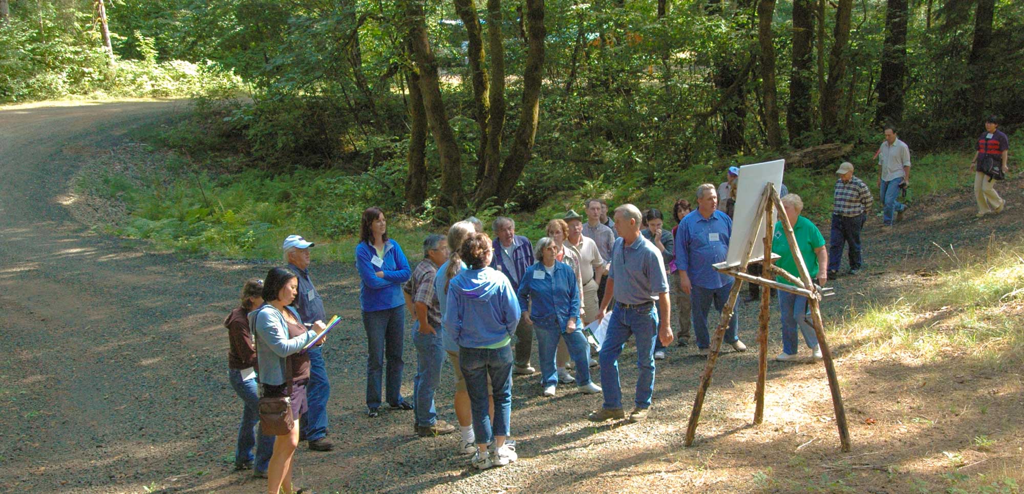 Forest landowners touring a forest property